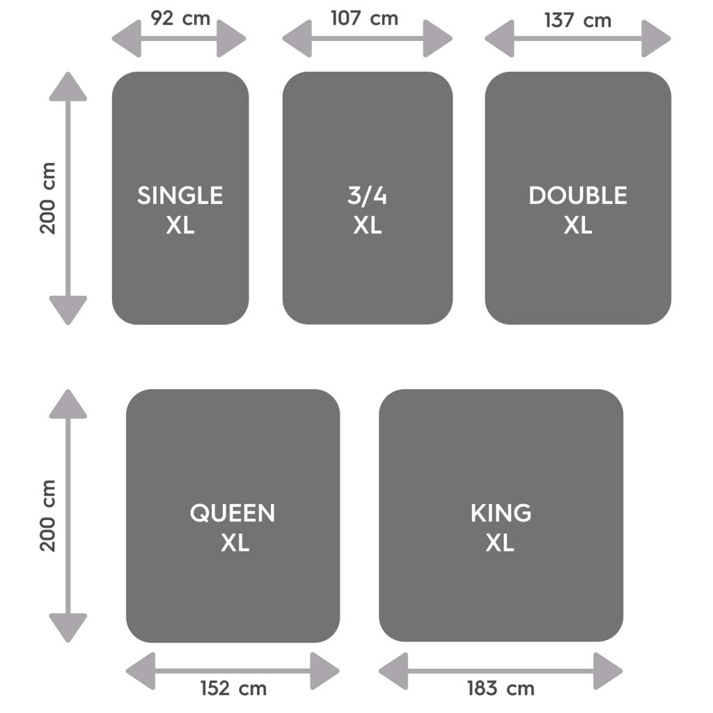 Care and Size Guide for Linen Snugg Home LTD